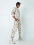 Studiofit Beige Tie-Dye Printed Slim-Fit Joggers