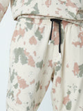 Studiofit Beige Tie-Dye Printed Slim-Fit Joggers