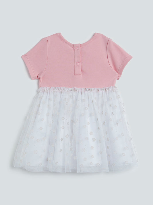HOP Baby Pink Heart Embroidered Dress