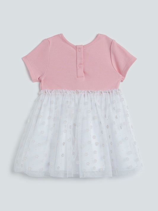 HOP Baby Pink Heart Embroidered Dress