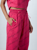 Studiofit Fuchsia Text-Printed Joggers