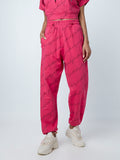 Studiofit Fuchsia Text-Printed Joggers