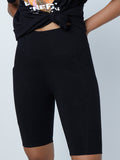 Studiofit Black Seam Detail Biker Shorts