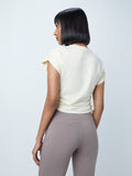 Studiofit Ecru Text-Printed T-Shirt
