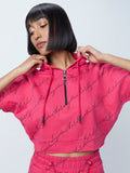 Studiofit Fuchsia Printed Hoodie T-Shirt