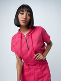 Studiofit Fuchsia Printed Hoodie T-Shirt