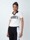 Studiofit White Text Patterned Polo T-Shirt
