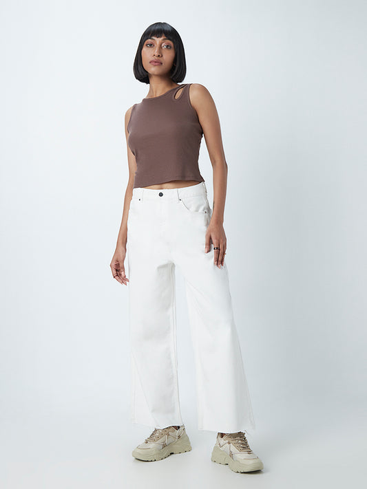 Nuon Dark Brown Cut-Out Detail Keyer Top