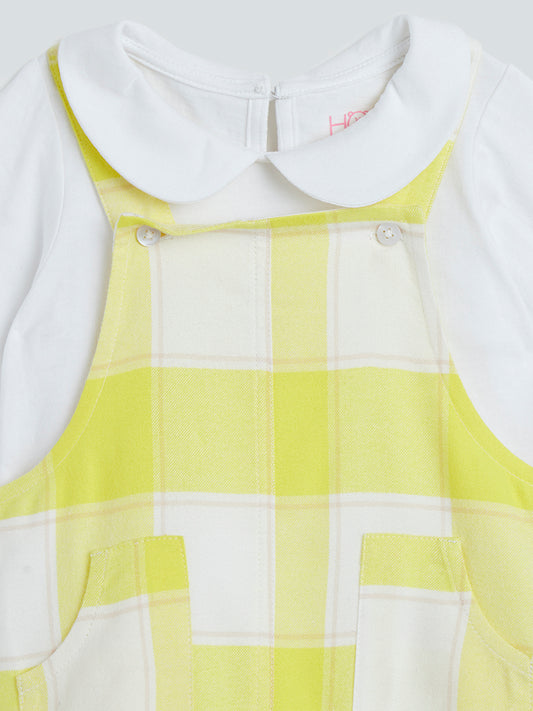 HOP Baby Yellow Pinafore And T-Shirt Set