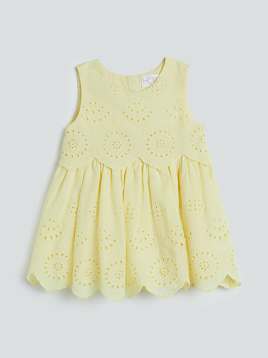 HOP Baby Yellow Schiffli Detail Dress