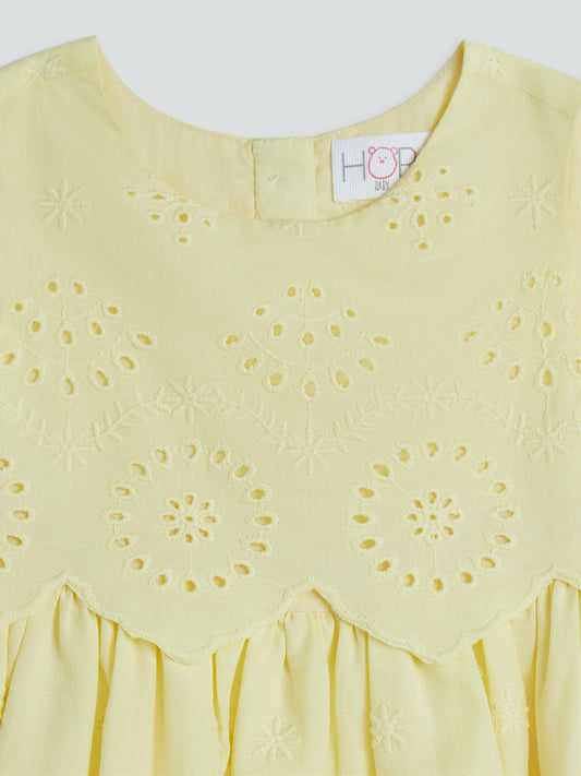 HOP Baby Yellow Schiffli Detail Dress
