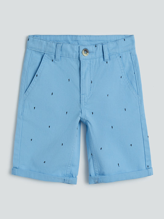 HOP Kids Blue Printed Shorts