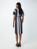 Wardrobe Navy And White Striped Dress With Belt