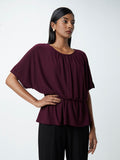 Wardrobe Wine Peplum Christy Top