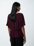 Wardrobe Wine Peplum Christy Top