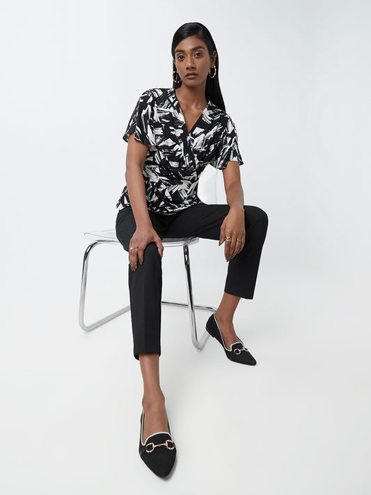 Wardrobe Black Abstract Print Top