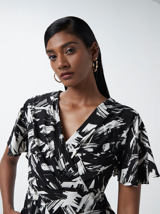 Wardrobe Black Abstract Print Top