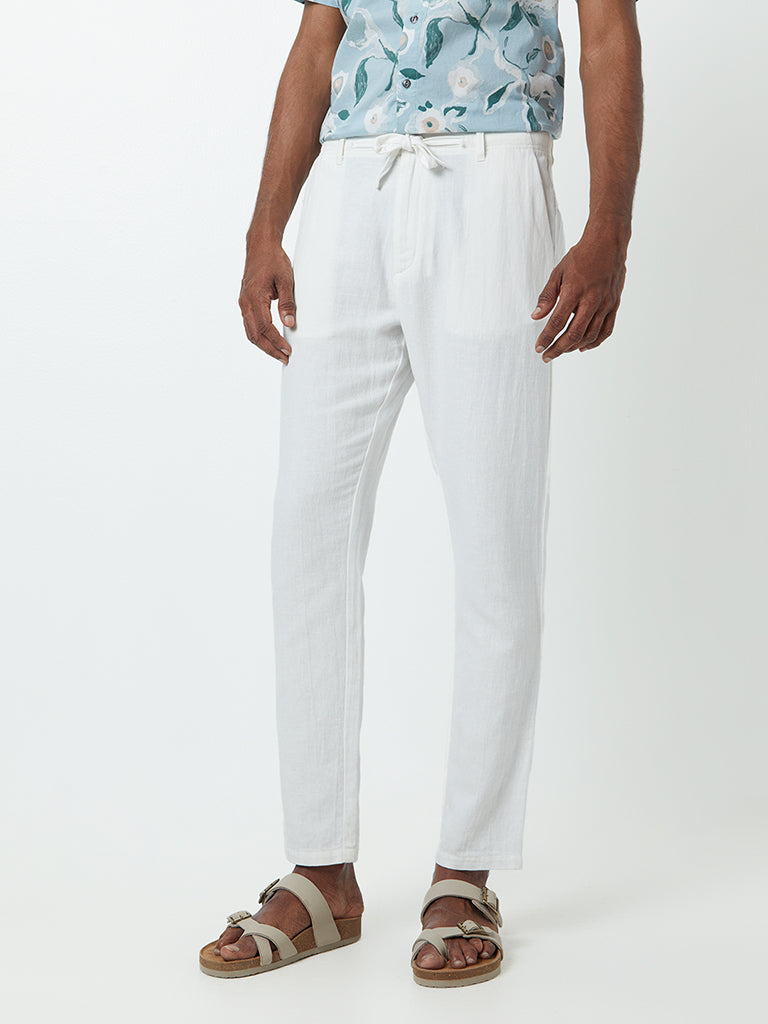 ETA Off-White Slim-Fit Blended Linen Blended Linen Chinos