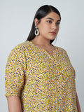 Gia Curves Mustard Floral-Printed Blouse