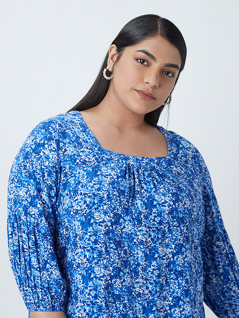 Gia Curves Blue Printed Blouse