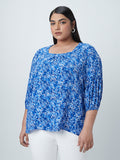 Gia Curves Blue Printed Blouse