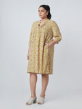 Gia Curves Mustard Floral-Printed Dress