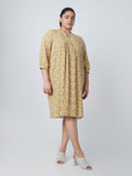 Gia Curves Mustard Floral-Printed Dress