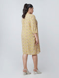 Gia Curves Mustard Floral-Printed Dress