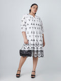 Gia Curves White Floral-Embroidered Dress