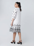 Gia Curves White Floral-Embroidered Dress