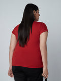 Gia Curves Rust Leaf-Print T-Shirt