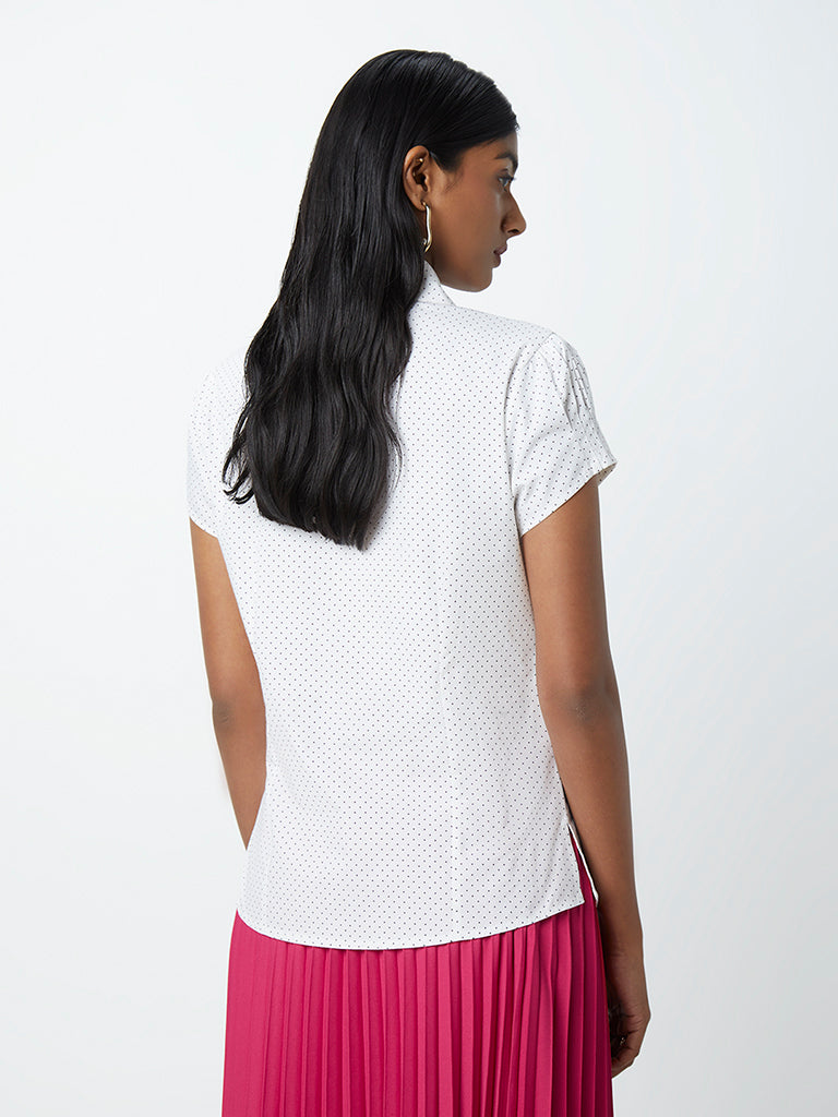 Wardrobe White Polka-Dot Print Shirt