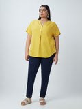 Gia Curves Mustard Stripe-Patterned High-Low Top