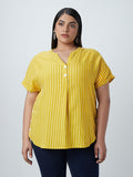 Gia Curves Mustard Stripe-Patterned High-Low Top