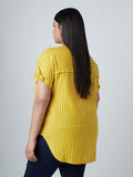 Gia Curves Mustard Stripe-Patterned High-Low Top