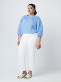 Gia Curves Blue Self-Textured Blouse