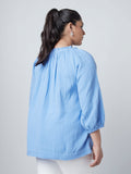 Gia Curves Blue Self-Textured Blouse