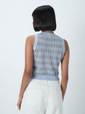 Nuon Dusty Blue Colour-Block Knitted Top