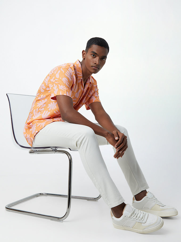 Nuon Orange Printed Relaxed-Fit Shirt