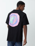 Nuon Black Text-Printed Relaxed-Fit T-Shirt