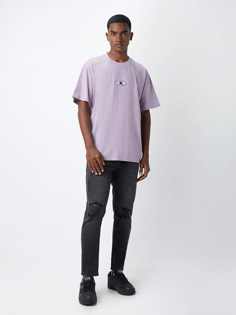 Nuon Lilac Printed Relaxed-Fit T-Shirt