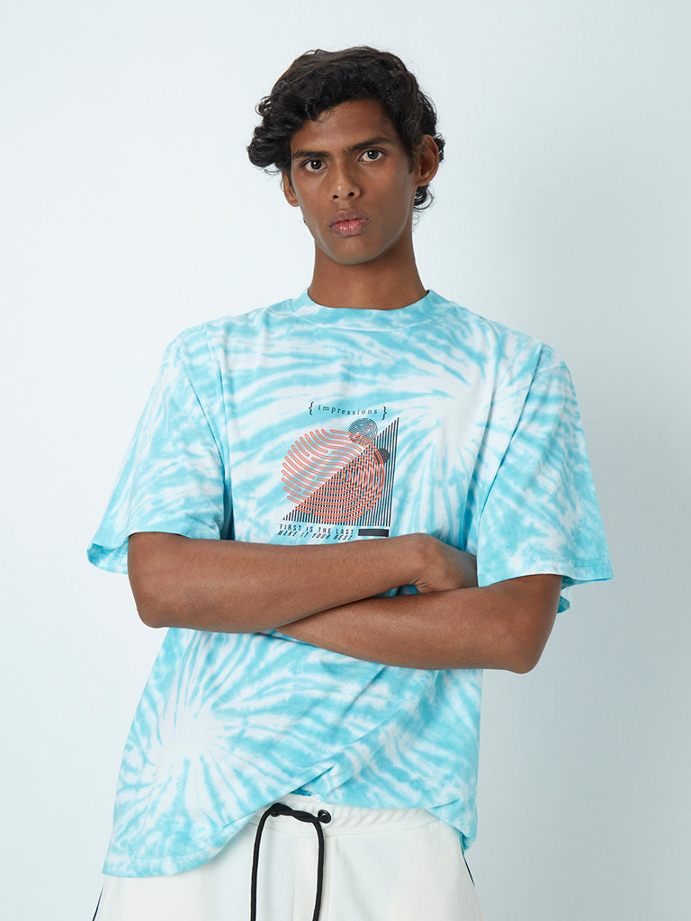 Studiofit Aqua Tie-Dye Relaxed-Fit T-Shirt