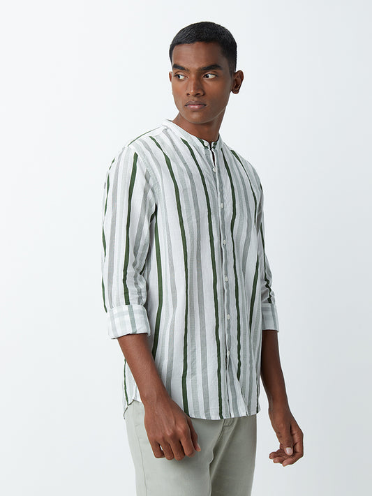 ETA Olive Striped Resort-Fit Shirt