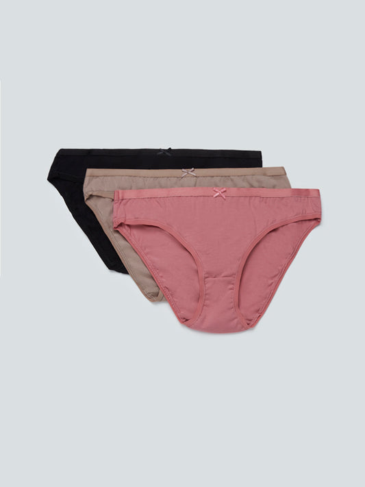 Wunderlove Taupe Bikini Briefs Set Of Three