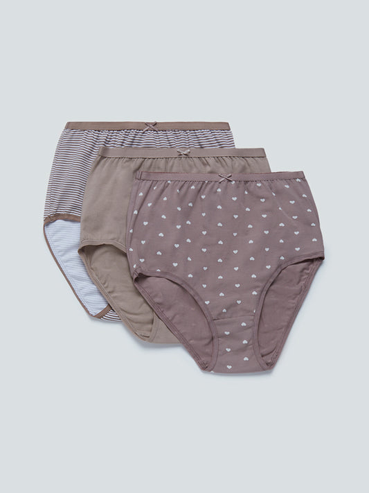 Wunderlove Taupe Full Briefs Set Of Three