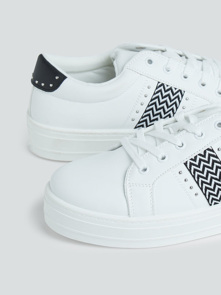 LUNA BLU White Embellished Platform Sneakers