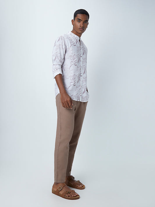 ETA Pink Leaf Printed Pure Cotton Shirt
