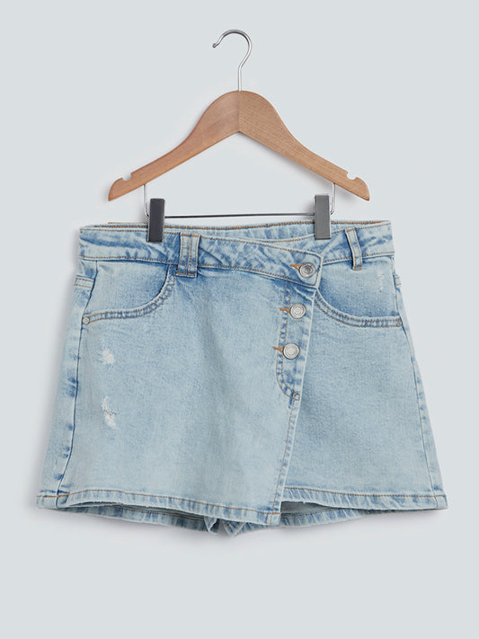 Y&F Kids Light Blue Denim Skort