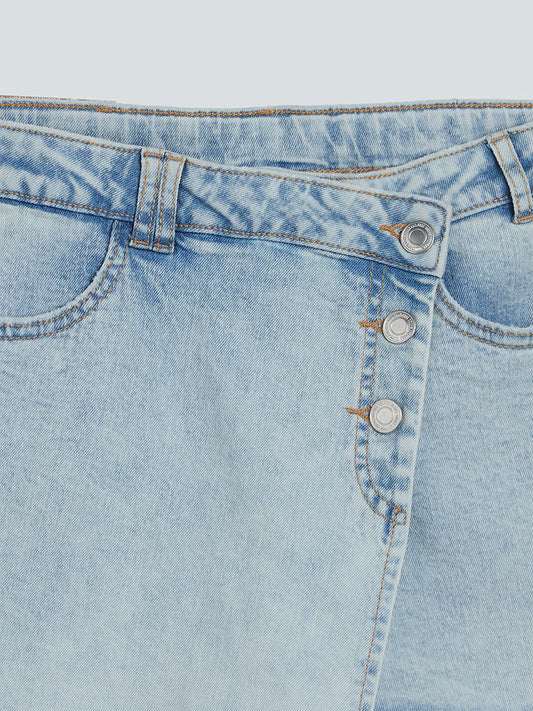 Y&F Kids Light Blue Denim Skort