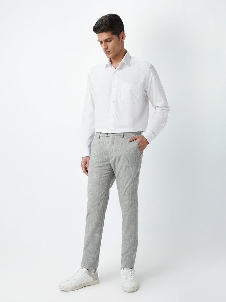 WES Formals White Cotton Relaxed-Fit Shirt